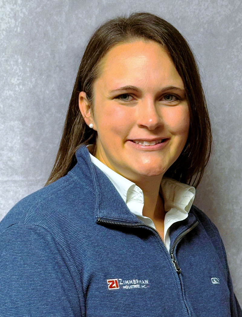 Professional headshot of Kristen Sauder, HR Coordinator of Zimmerman Industries, Inc. - the inventor of the original volumetric concrete mixer, made in the USA.